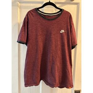 Nike Men's Burgundy Heathered Short Sleeve T Shirt Crew Neck 2XL
